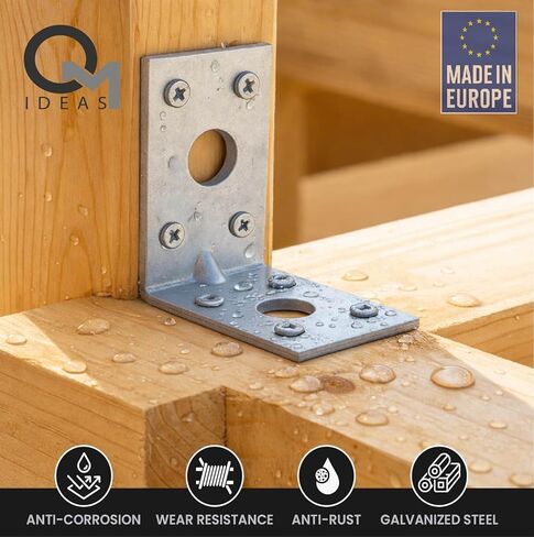 10 Pack Angle Brackets (1.97" x 1.97" x 1.38") Heavy Duty Corner Sleeper Bracket with Beading Timber Wood Metal Joining Fixing L Galvanised Steel Sheet Connector in Kuwait