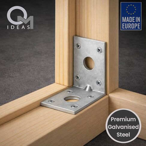 10 Pack Angle Brackets (1.97" x 1.97" x 1.38") Heavy Duty Corner Sleeper Bracket with Beading Timber Wood Metal Joining Fixing L Galvanised Steel Sheet Connector in Kuwait