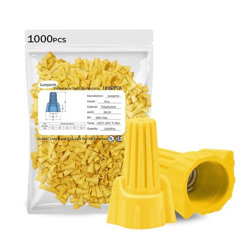 موصلات صواميل الأسلاك من Leepenk Tan P12 22-10AWG أغطية أسلاك ملتوية موصلات الأسلاك الكهربائية، أطراف برغي زنبركية مجنحة مجموعة متنوعة من صواميل الأسلاك لتوصيل الأسلاك (1000 قطعة) in Kuwait