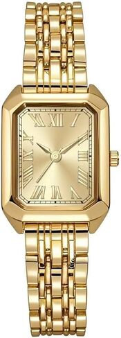 Women's Vintage Gold Watch - خيارات الاتصال الرومانية/العربية العليا ، سوار سبيكة قابل للتعديل ، حركة الكوارتز المقاومة للماء 3ATM مع أدوات تغيير حجمها in Saudi Arabia