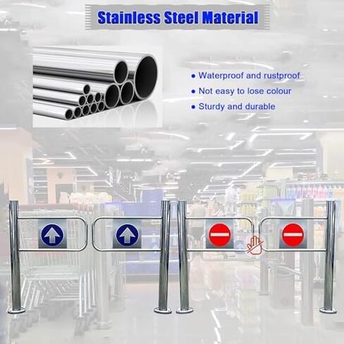 أبواب نصف متأرجحة أوتوماتيكية من الفولاذ المقاوم للصدأ - بوابة أمان متينة للإغلاق بزاوية 90 درجة لمحلات السوبر ماركت ومراكز التسوق والملاعب، بعرض فضي 59 بوصة (150 سم) in Kuwait