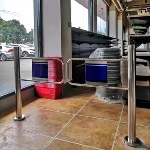 Automatic Closing Swing Gate - 1-Way Safety Door for Warehouses & Libraries - Durable Pedestrian Transfer Gate, Silver-120x103 cm in Saudi Arabia