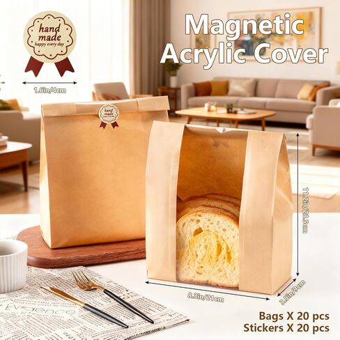 Upgraded Manual Bread Slicer for Homemade Bread with 20 Bags and Acrylic Cover, Adjustable Thickness Bread Cutter, Sourdough Slicer Serrated Blade with Scale Line and Suction Cup for Baguettes in Saudi Arabia