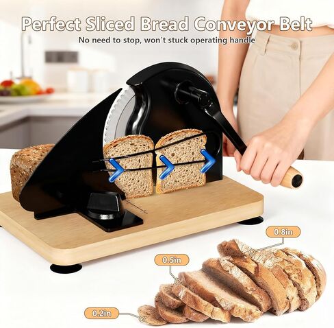 Upgraded Manual Bread Slicer for Homemade Bread with 20 Bags and Acrylic Cover, Adjustable Thickness Bread Cutter, Sourdough Slicer Serrated Blade with Scale Line and Suction Cup for Baguettes in Saudi Arabia