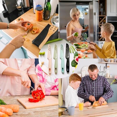 سكين التقشير 10 قطع مجموعة سكاكين التقشير حادة للغاية وسكين الخضار والفواكه مع غطاء غمد، مقاوم للصدأ والبقع وسكين مطبخ صغير من الفولاذ الألماني 10 قطع سكاكين تقشير و10 قطع غمد سكين in Kuwait