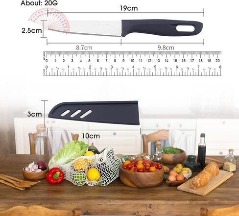 سكين التقشير 10 قطع مجموعة سكاكين التقشير حادة للغاية وسكين الخضار والفواكه مع غطاء غمد، مقاوم للصدأ والبقع وسكين مطبخ صغير من الفولاذ الألماني 10 قطع سكاكين تقشير و10 قطع غمد سكين in Kuwait