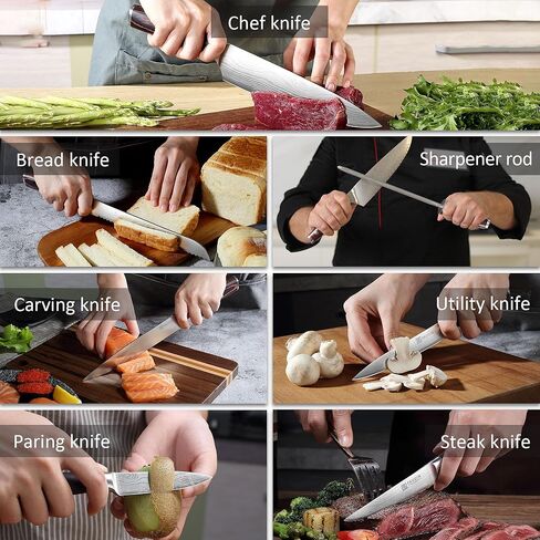 PAUDIN Kitchen Knife Set with Block, 14 Pieces Knife Sets for Kitchen with Block, High Carbon German Stainless Steel Sharp Chef Knife Set with Ergonomic Pakkawood Handle in Saudi Arabia