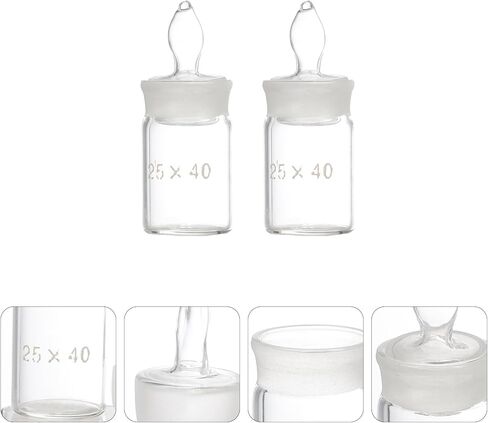 GARVALON 2pcs 25x40mm Low Profile Transparent Weighing Bottles Flat Specific Gravity Bottles for Precise Chemical Weighing and Sample Storage in Kuwait