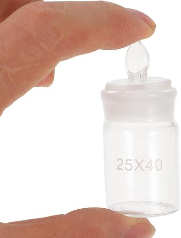 GARVALON Glass Weighing Bottle with Lid, 25x40mm Laboratory Weighing Vessel for Liquid Samples, Borosilicate Glass Instrument for Precise Chemical Measurement and Lab Use in Kuwait