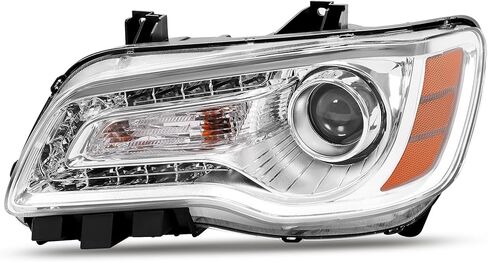 KUAFU Halogen Headlight Assembly Compatible with 2011-2023 Chrysler 300 DRL Chrome Housing & Amber Reflector Left Driver Side (Bulbs Are Included) in Saudi Arabia