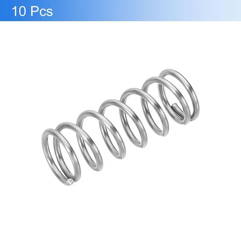uxcell 10Pcs Compression Springs, 0.9mm Wire Diameter x 8mm OD x 25mm Length 304 Stainless Steel Extension Spring Ballpoint Pen Pressure Springs for Shop Home Repairs, Silver in Saudi Arabia