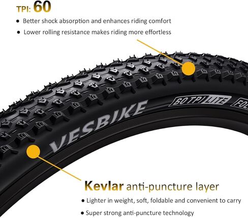 26/27.5/29 x2.10 inch Bike Tires Pair Mountain Bike Tires 60 TPI Foldable Kevlar High-Grade Made Bicycle Tires Light Weight Pack of 2 in Saudi Arabia