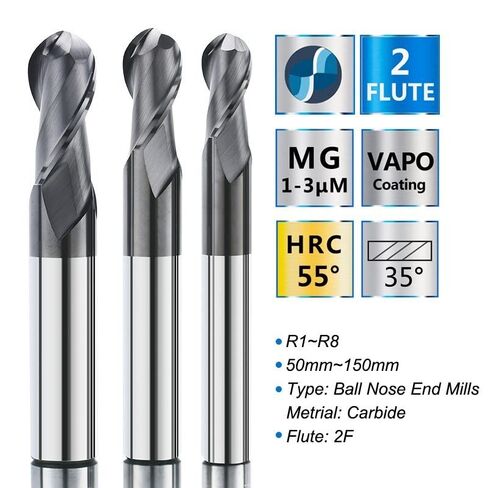 1 قطع كربيد 2 الناي الكرة الأنف نهاية المطاحن R1-R8 دوامة قاطعة المطحنة HRC55 أداة CNC راوتر بت النقش in Kuwait