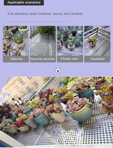 لوح مثقوب من الفولاذ المقاوم للصدأ، لوح مثقوب من الفولاذ المقاوم للصدأ، لوح شبكي متين مضاد للسقوط، يتضمن أربطة وقفازات للتعامل الآمن، استخدام متعدد الاستخدامات في مشاريع البناء والمشروعات اليدوية in Kuwait