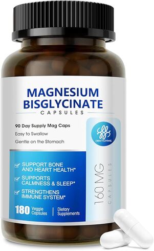 iMATCHME Magnesium Bisglycinate 100%, Magnesium Supplement Support to Sleep & Calmness,Heart Healthy, Muscle & Bones, Maximum Absorption,180 Capsules in Kuwait