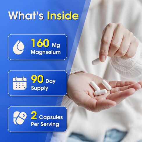 iMATCHME Magnesium Bisglycinate 100%, Magnesium Supplement Support to Sleep & Calmness,Heart Healthy, Muscle & Bones, Maximum Absorption,180 Capsules in Kuwait