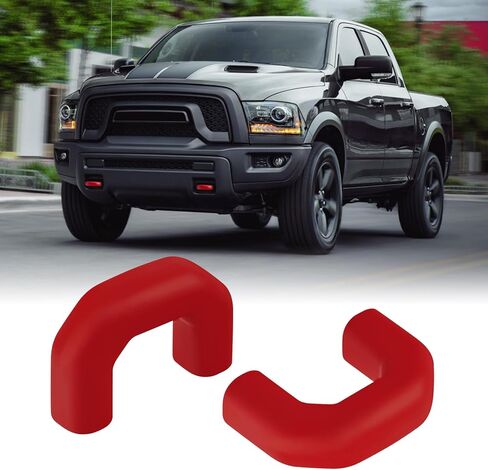 أغطية خطافات السحب وأغطية وصلة الجر الأمامية المخصصة لخطافات سحب السيارة المتوافقة مع RAM 1500 2009-2018/RAM 1500 DS Classic 2019-2024 (غير مناسبة للمتمردين والوارلوك)| (أحمر) in Kuwait