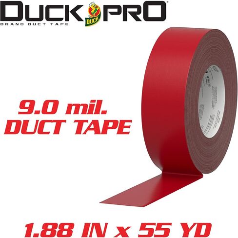 شريط لاصق عالي التحمل من Duck Pro لإصلاحات طويلة الأمد، بعرض 2 بوصة (1.88 بوصة × 55 ياردة) شريط بطة عالي الأداء مع ظهر مقاوم للماء، أحمر، 1 لفة in Saudi Arabia