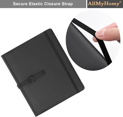 ورقة موسيقية مكونة من 3 حلقات، مجلد موسيقى جوقة من الجلد الصناعي مع حزام يد وجيوب، يناسب مقاس الحروف 8.5 بوصة × 11 بوصة وأوراق A4، منظم للجوقة والفرقة والأداء (أسود) in Kuwait