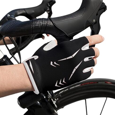 Microfiber Cycling Gloves with Gel Padding and Anti-Slip Grip – Half-Finger Design for Breathable Comfort (Red,M) in Saudi Arabia