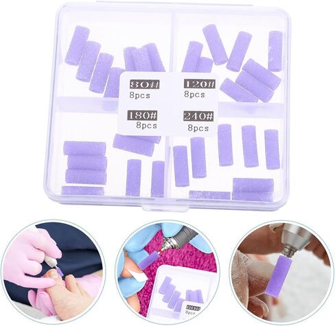 Beavorty 32pcs Sanding Bands for Nail Art Sandpaper Nail Drill Accessories for Manicure and Pedicure Portable and Lightweight for Salon and Home Use in Saudi Arabia
