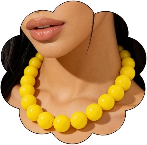 Chunky Beaded Necklace for Women Big Beads Large Chunky Beaded Necklace Vintage Boho Jewelry in Saudi Arabia