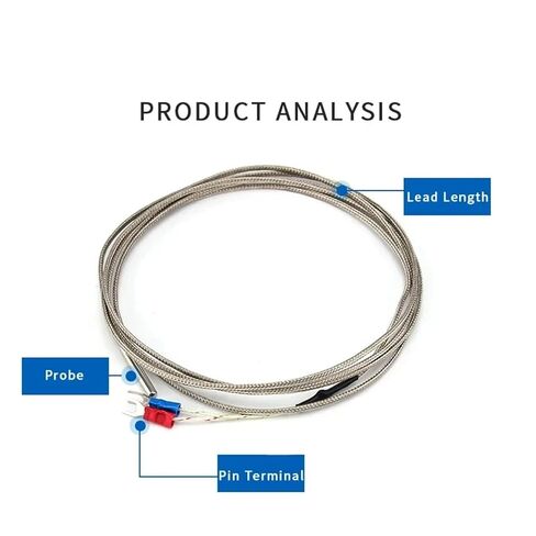 Thermocouple Thread Type K 1~10M Probe Shielded Braide Wire Temperature Sensor for Controller 1Pcs(K Type 8 M) in Saudi Arabia