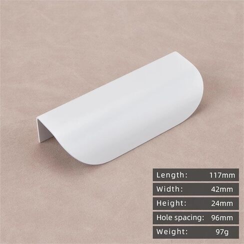 النحاس غير مرئية خزانة مقبض سحب الأثاث الأجهزة درج ورقة بيضاء جوفاء 1 قطعة (L1037-96-White) in Saudi Arabia