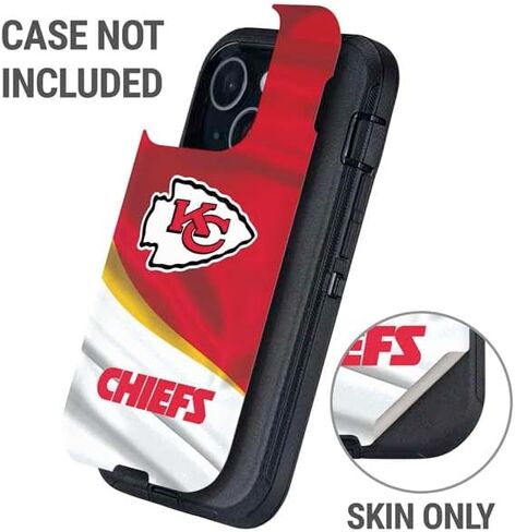 Skinit Decal Phone Skin Compatible with OtterBox Defender iPhone 15 - Officially Licensed NFL Kansas City Chiefs Design in Saudi Arabia