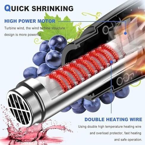 ماكينة تقليص أغطية الزجاجات بالحرارة، شاشة رقمية، ماكينة إغلاق أغطية زجاجات النبيذ، 9 سرعات قابلة للتعديل، مناسبة لـ PVC، PP، POF in Kuwait