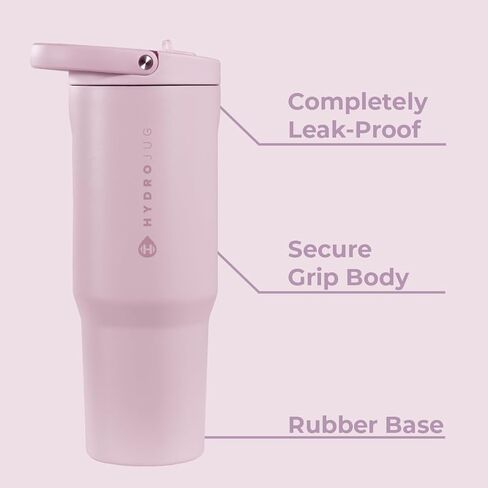 HydroJug Sport - كوب من الفولاذ المقاوم للصدأ مزود بماصة، معزول بالفراغ، زجاجة مياه مقاومة للتسرب سعة 32 أونصة، تصميم مريح، قابل لإعادة الاستخدام، آمن للاستخدام في غسالة الأطباق، قاعدة مطاطية، متين للصالة الرياضية أو في الهواء الطلق، البازلاء الحلوة in Kuwait
