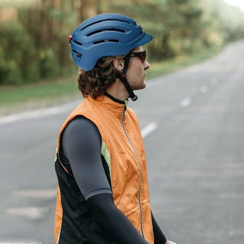 Adult Bike Helmet for Men Women, Mountain Road Bicycle Helmet with USB Rechargeable Taillight, Matte Blue in Kuwait