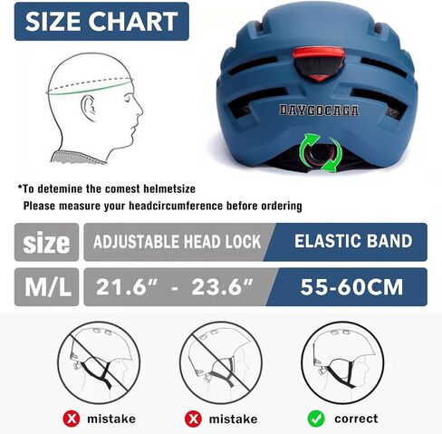 Adult Bike Helmet for Men Women, Mountain Road Bicycle Helmet with USB Rechargeable Taillight, Matte Blue in Kuwait