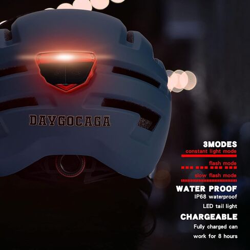 Adult Bike Helmet for Men Women, Mountain Road Bicycle Helmet with USB Rechargeable Taillight, Matte Blue in Kuwait