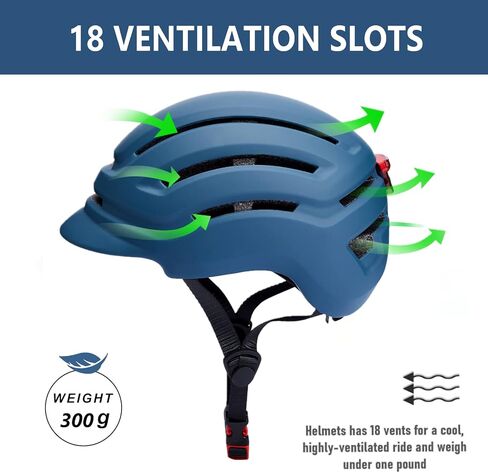 Adult Bike Helmet for Men Women, Mountain Road Bicycle Helmet with USB Rechargeable Taillight, Matte Blue in Kuwait