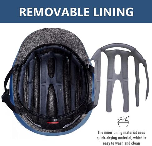 Adult Bike Helmet for Men Women, Mountain Road Bicycle Helmet with USB Rechargeable Taillight, Matte Blue in Kuwait