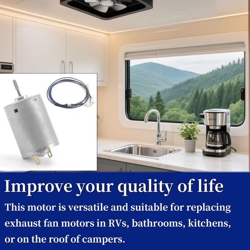 BVD0218-00 محرك مروحة تهوية تيار مستمر 12 فولت متوافق مع أغطية نطاق Ventline وفتحات السقف، يأتي مع أسلاك (النماذج المتوافقة: VA0164-00، BVC0468-01، PC، PH، PR، PI-5،50721، V2119، V2094، V3094، VP543 وVP543SP) in Kuwait