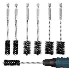 6 Pcs Copper Tube Pipe Cleaner Drill Brush, Stainless Steel Drill Wire Bore Cleaning Brushes 1/4" Hex Shank for Power Drills, Impact Drivers (12/19/22mm) in Kuwait