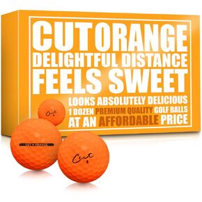 Cut Golf - Soft Feel Peak Distance Golf Balls - One Dozen Decreased Ball Spin - Improved Accuracy, Green Side Control, Distance, Ball Flight, Visibility - Matte - Orange Golf Balls in Kuwait