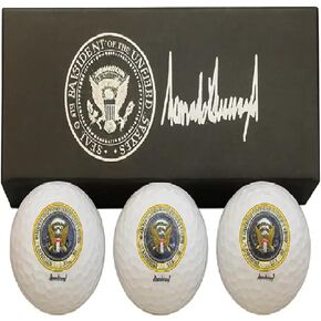 Presidential Collectible Golf Balls Set with Donald Trump Signature, White, 3-Pack with Display Gift Box | Premium Collectible Golf Ball Set, Trump Golf Gift for Men in Kuwait
