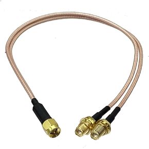 RG316 male plug and female jack Y-splitter connector, crimp terminals, patch cords, pigtail cables, 4 inches to 10 feet(Type 1-SMA 1M2F,10inch (25CM)) in Kuwait