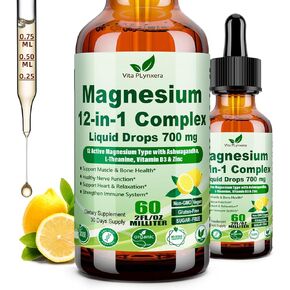 12 في 1 قطرات سائلة من مركب المغنيسيوم، سيترات المغنيسيوم المخلبية جليسينات تورات مالات أسبارتات ث. Ashwagandha Theanine D3 والزنك للاسترخاء والنوم والصحة المناعية ووظيفة العضلات (النساء والرجال). in Kuwait