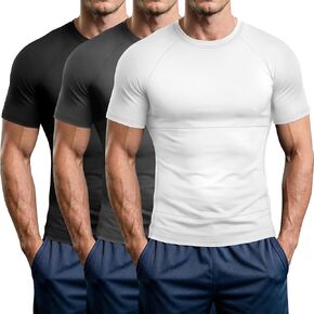 مجموعة من 3 قمصان رجالية مضغوطة بأكمام قصيرة، قمصان سريعة الجفاف، قمصان رياضية للتنحيف، طبقات أساسية، قمصان داخلية للتمرين in Kuwait