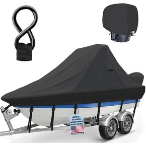 1200D Wake Tower Boat Cover with Adjustable Metal Buckles,Heavy Duty Waterproof, Fits 21-23ft V-Hull Ski/Wakeboard Boats,Gray in Kuwait
