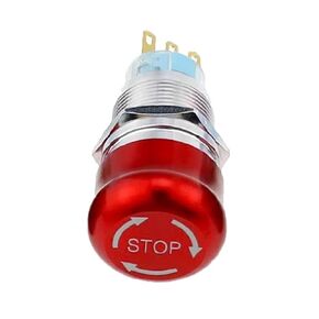 1 قطعة مفتاح زر الضغط، 16/19/22 مم معدن الألومنيوم الإغلاق NO NC 2NO 2NC دبوس محطة زر إيقاف الفطر الأحمر (أزرق، 19 مم، 2NO2NC 6PIN) in Kuwait