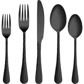 MUTNITT 30 قطعة من أدوات المائدة الفضية لخدمة 6 قطع، مجموعة أدوات مائدة فاخرة من الفولاذ المقاوم للصدأ، مجموعات أدوات مائدة مصقولة مرآة، مجموعات أدوات مائدة متينة لتناول الطعام في المطبخ، تتضمن ملعقة سكين شوكة، آمنة للاستخدام في غسالة الأطباق in Kuwait