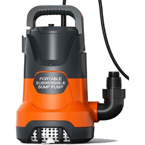 مضخة مستنقع 1 حصان مضخة تصريف مياه غاطسة نظيفة/قذرة 4500 جيجا في الساعة، مضخات كهربائية محمولة لنقل المياه لحمام السباحة، الطابق السفلي، الحديقة، المنتجعات الصحية، أحواض المياه الساخنة، ساحة الفيضانات، برتقالي in Kuwait