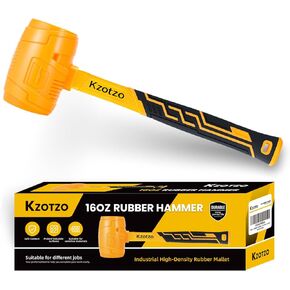 مطرقة مطرقة مطاطية 16oz، مقبض من الألياف الزجاجية، مطرقة مطاطية للأرضيات، أوتاد الخيمة، الأعمال الخشبية، التخييم، مهام النفخ الناعمة دون ضرر، مطرقة مطاطية غير ملحومة مطورة 2025 (أصفر) (16oz) in Kuwait