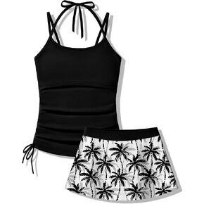 ملابس سباحة للفتيات مكونة من قطعتين من ملابس السباحة تانكيني مع تنورة مطبوعة برباط لعمر 7-18 سنة in Kuwait