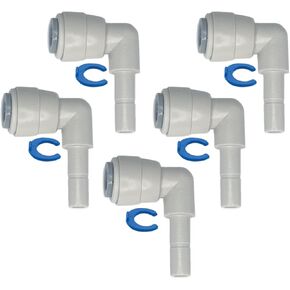 3/8" DUAL O-RING, Stem Elbows, Quick Connect, Push Fit Water Tube Fitting for RO Reverse Osmosis, Filters, Refrigerators, Ice Makers, and Coffee Brewers, Locking Clips, Compare to CI221208W (5-Pack) in Kuwait